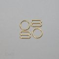 half inch 12mm rings sliders gold silver plated gold or half inch 12mm Jewellery quality metal rings sliders rich gold Pantone 16-0836 from Bra-Makers Supply 2 rings 2 sliders shown