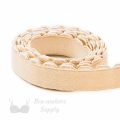 three eighths inch 9 mm firm bra band elastic EB-372 beige or three eighths inch 9 mm plush back elastic frappe Pantone 14-1212 from Bra-Makers Supply 1 metre roll shown