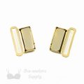 three quarters inch 18 mm metal magnetic bra clip CM-66 gold or three quarters inch 18 mm magnetic bra front back fastener CM-66 rich gold Pantone 16-0836 from Bra-Makers Supply clip apart