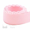 three quarters inch 19 mm firm bra band elastic EB-672 pink or three quarters inch 19 mm plush back elastic pink dogwood Pantone 12-1706 from Bra-Makers Supply 1 metre roll shown