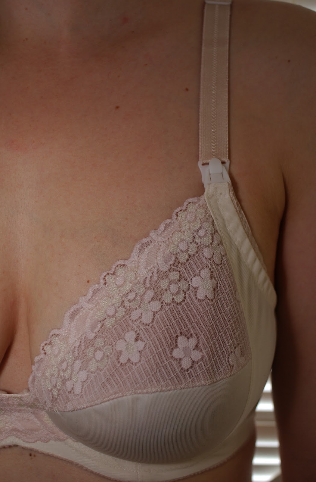 Promoting your Breasts to a New Job Amber's Ivory & Lace Nursing Bra made form Duoplex & Powernet & Lace