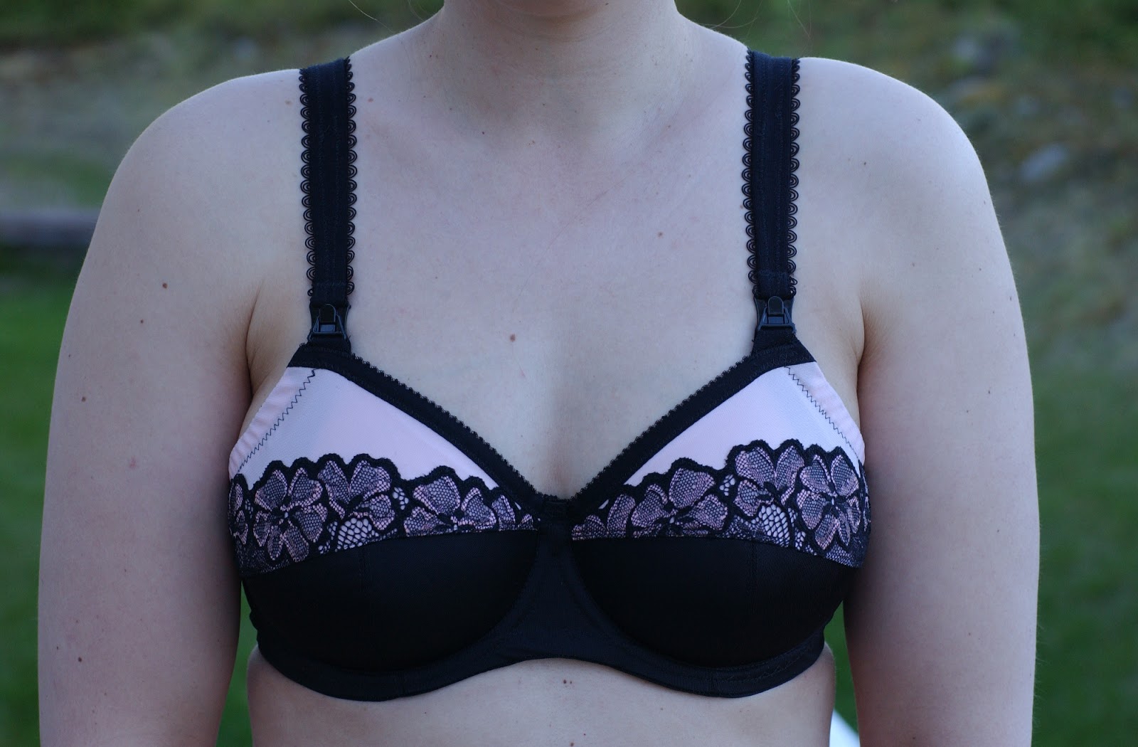 Promoting your Breasts to a New Job Amber's Pink & Black Lace Bra