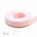 three eighths inch soft plush back elastic EB-37 pink or 9mm bra band elastic Pantone 12-1706 pink dogwood from Bra-Makers Supply 1 metre roll shown