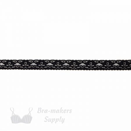stretch laces - 1 inch - 2.5 cm one inch black floral stretch lace edge LS-10 980 from Bra-Makers Supply