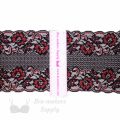 Five Inch Warm Red Black Floral Stretch Lace - Bra-Makers Supply