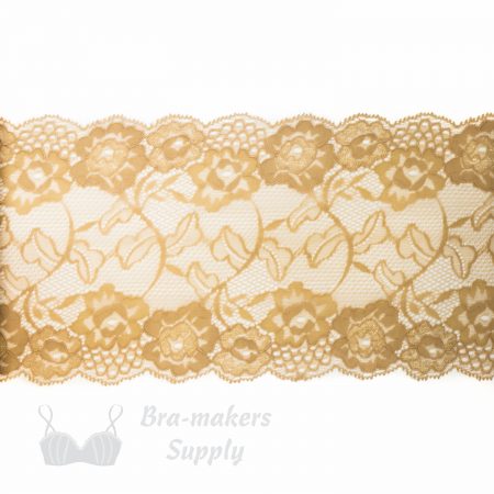 stretch laces - 6 inch - 15 cm six inch beige floral scalloped stretch lace LS-60 82 from Bra-Makers Supply