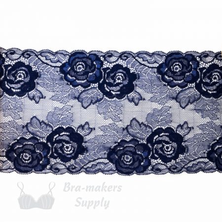 stretch laces - 6 inch - 15 cm six inch navy blue rose stretch lace LS-60 68 from Bra-Makers Supply