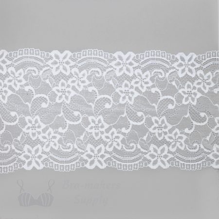stretch laces - 6 inch - 15 cm six inch white floral scalloped stretch lace LS-60 104 from Bra-Makers Supply