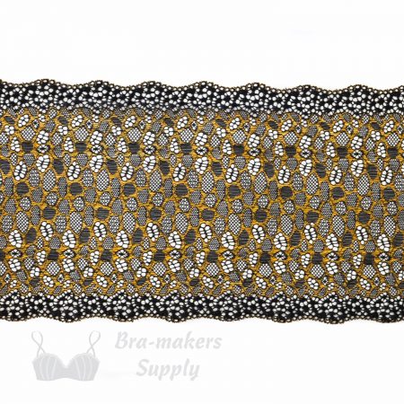 stretch laces - 7 inch 17 cm and over seven inch black copper leopard stretch lace LS-73 9828 from Bra-Makers Supply