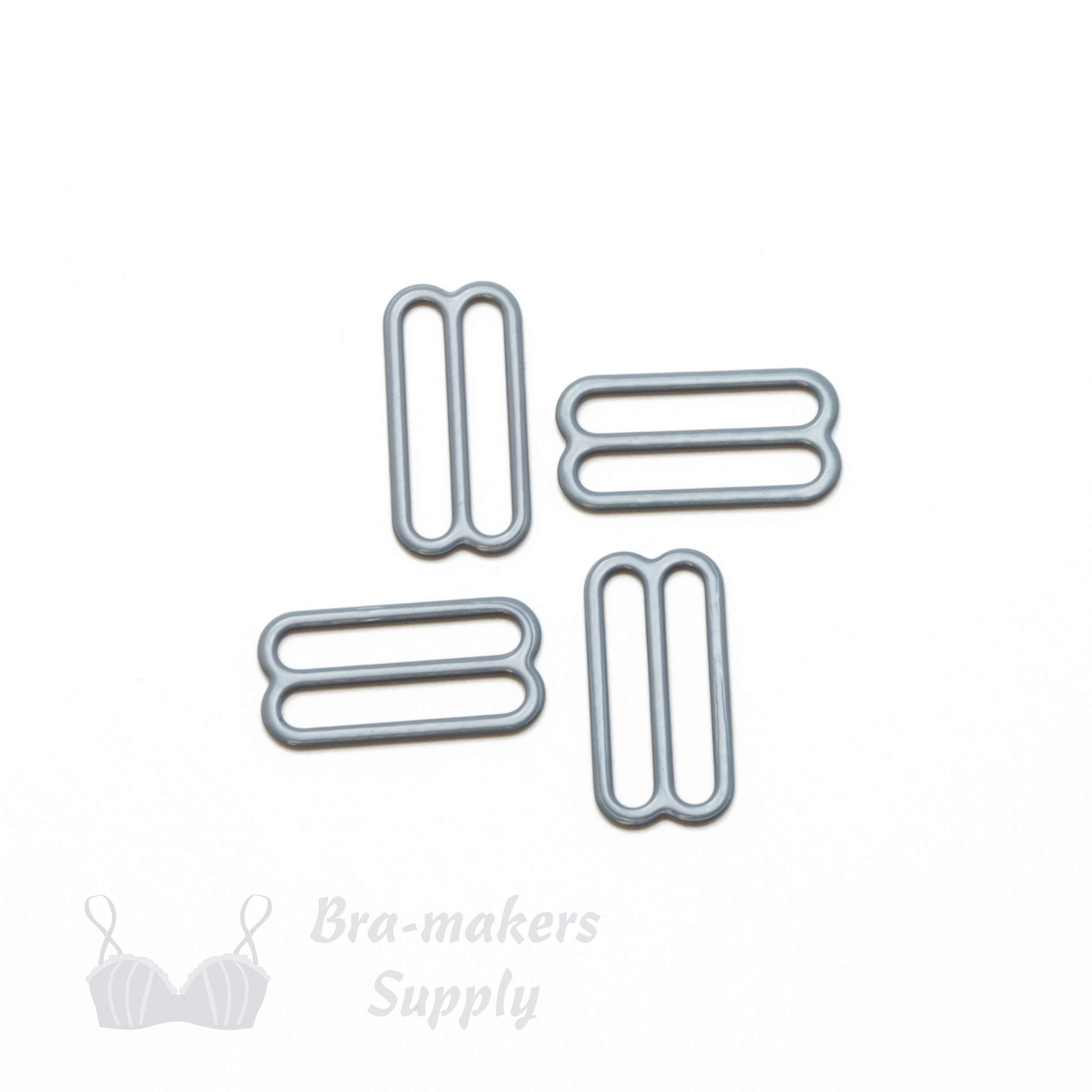 three quarters inch 19mm RM-60 S PK4 platinum nylon coated metal rings sliders or griffin Pantone 17-5102 from Bra-Makers Supply 4 sliders shown
