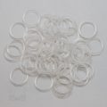 three quarters inch 19mm plastic sliders rings R-600 R clear from Bra-Makers Supply bulk bag of 100 rings shown