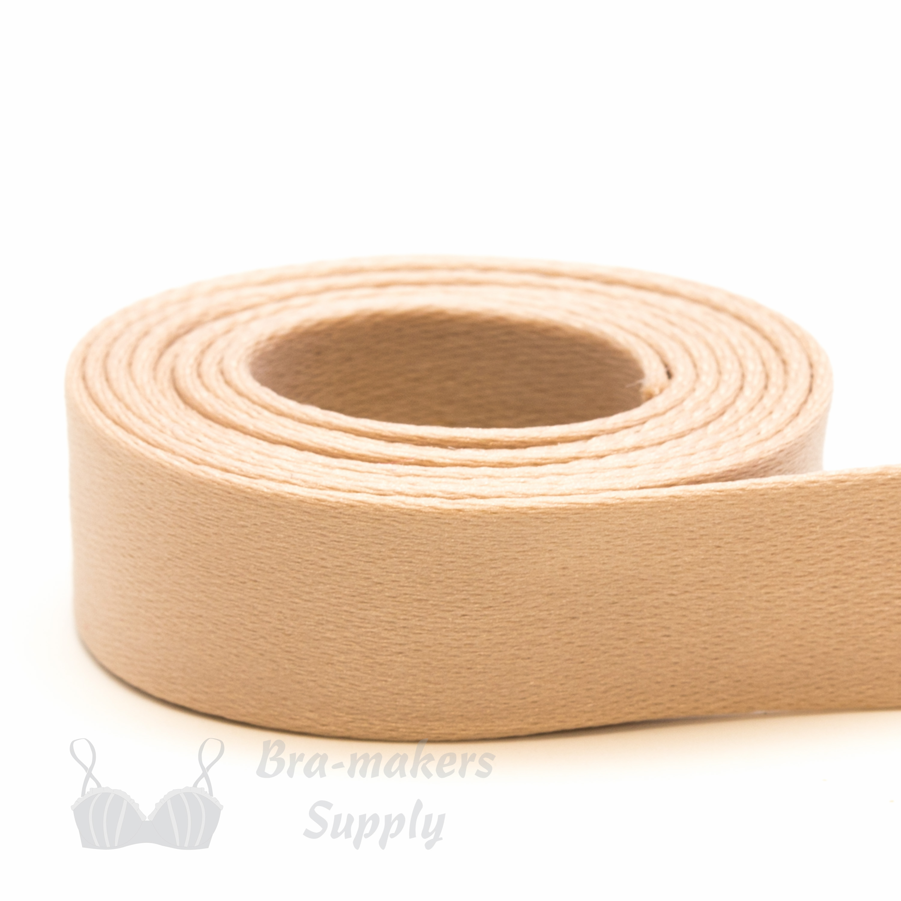 five eighths of an inch or 16 mm matte non-stretch bra strap tape ST-5 beige from Bra-Makers Supply 1 metre roll shown