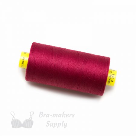 gutermann mara 120 industry quality polyester thread TG-10 dark red or Pantone 19-1850 bud red from Bra-Makers Supply 1 spool shown