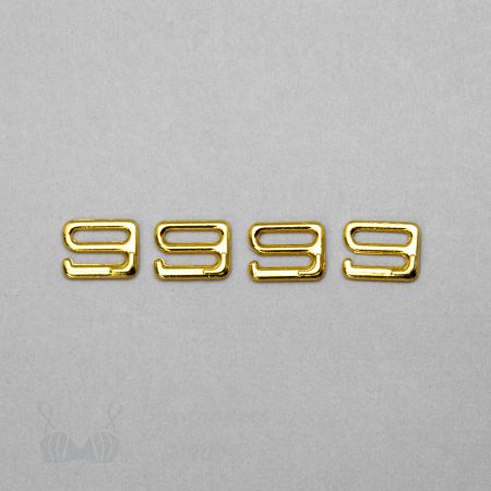 three eighths of an inch or 10 mm Jewellery quality metal g-hooks gold silver plated GH-32 gold from Bra-Makers Supply 4 hooks shown