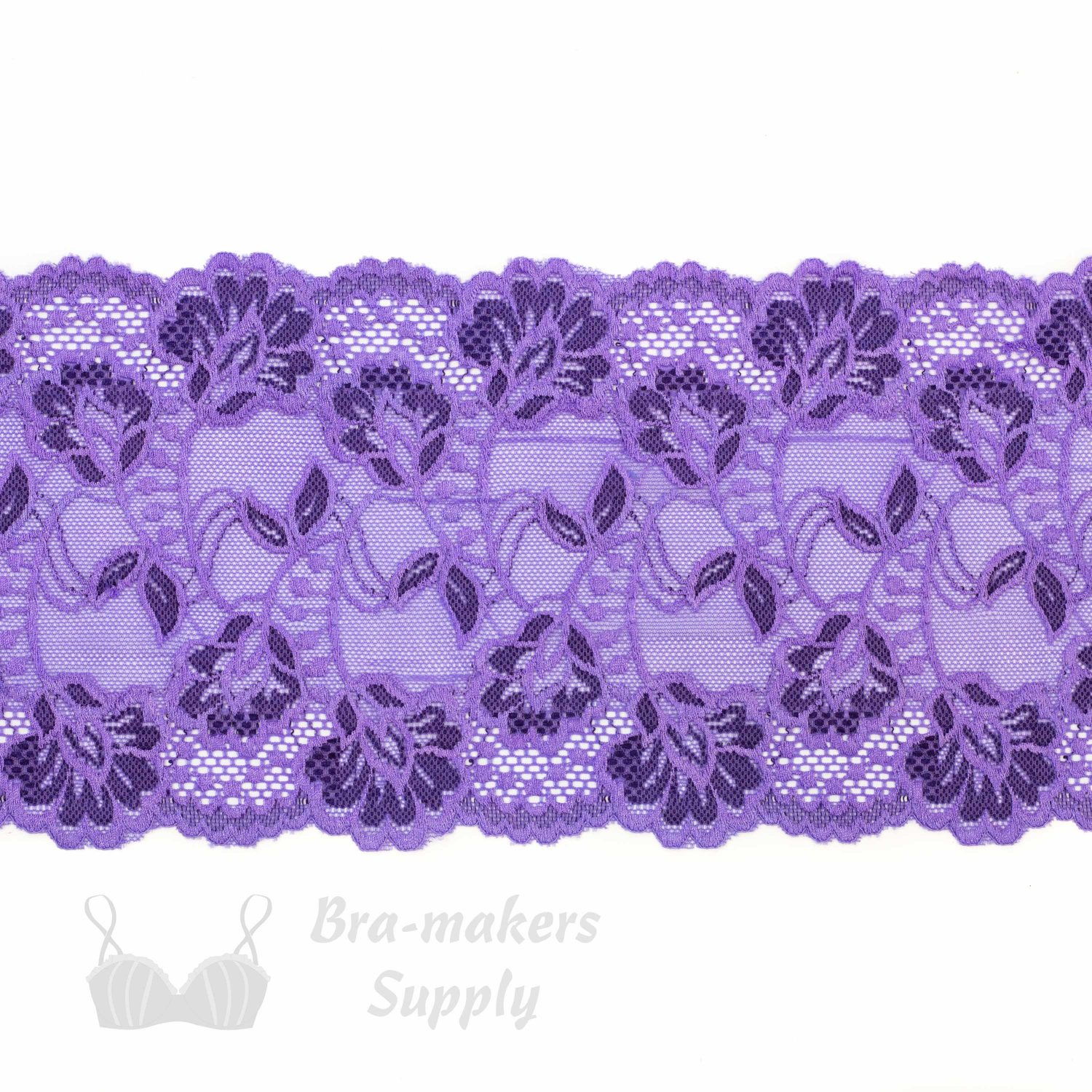 Six Inch Purple Lilac Floral Stretch Lace BraMakers Supply