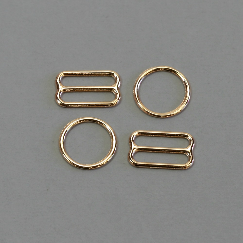36 Pieces 18 Sets Gold Metal Bra Strap Adjuster Tri Glide Slider Sliders O  Ring Rings 5/8 G97-98 