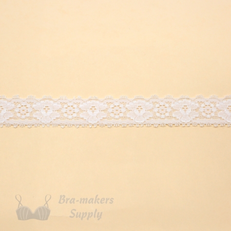 One Inch White Floral Stretch Lace Trim Bra-Makers Supply