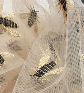 Bee-yond Embroidered Tulle Fabric