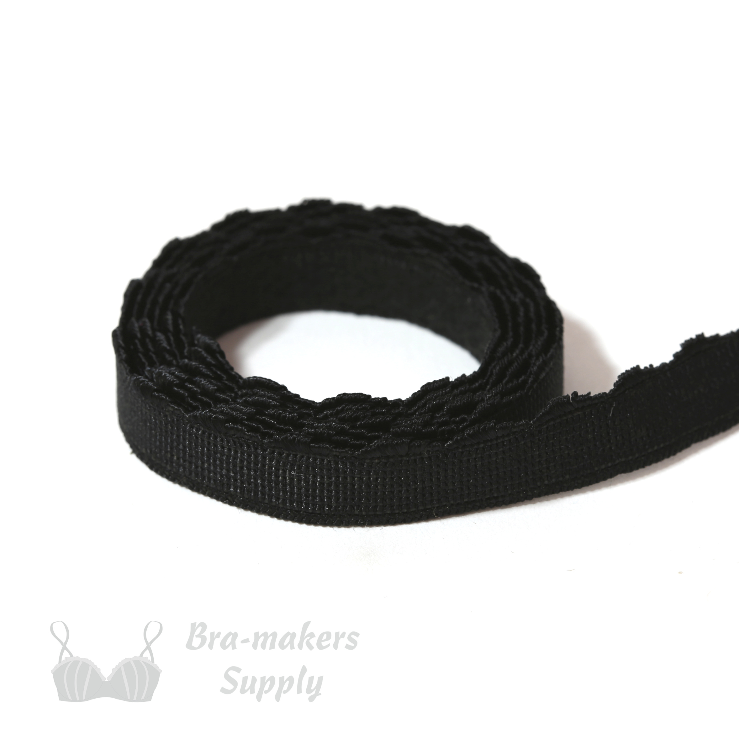 Black 3/8 (10mm) Plush Back Satin Strap Elastic