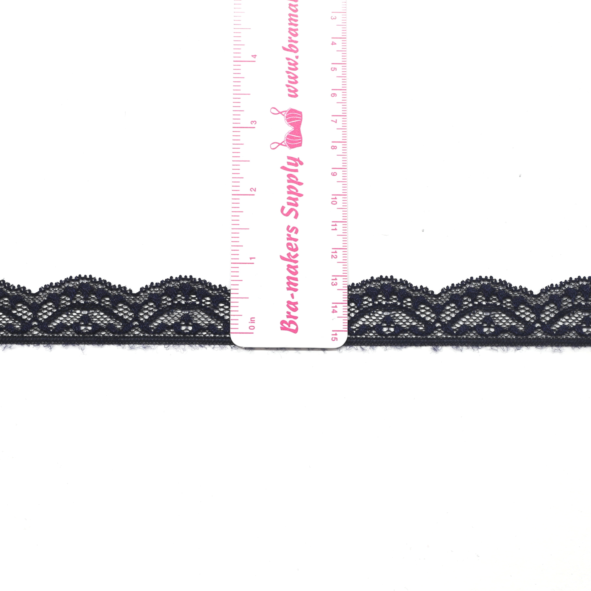 One Inch Navy Stretch Scalloped Lace Trim - Bra-Makers Supply