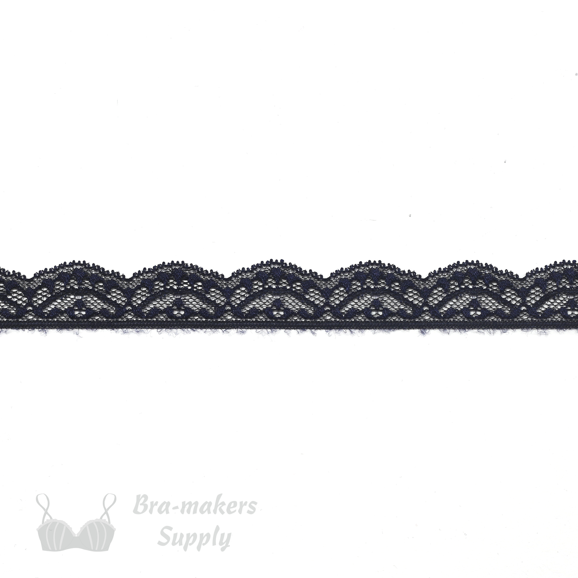 One Inch Navy Stretch Scalloped Lace Trim