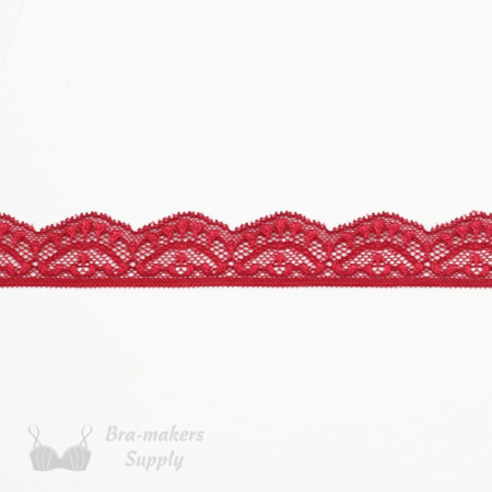 One Inch Red Stretch Scalloped Lace Trim Bra-makers Supply