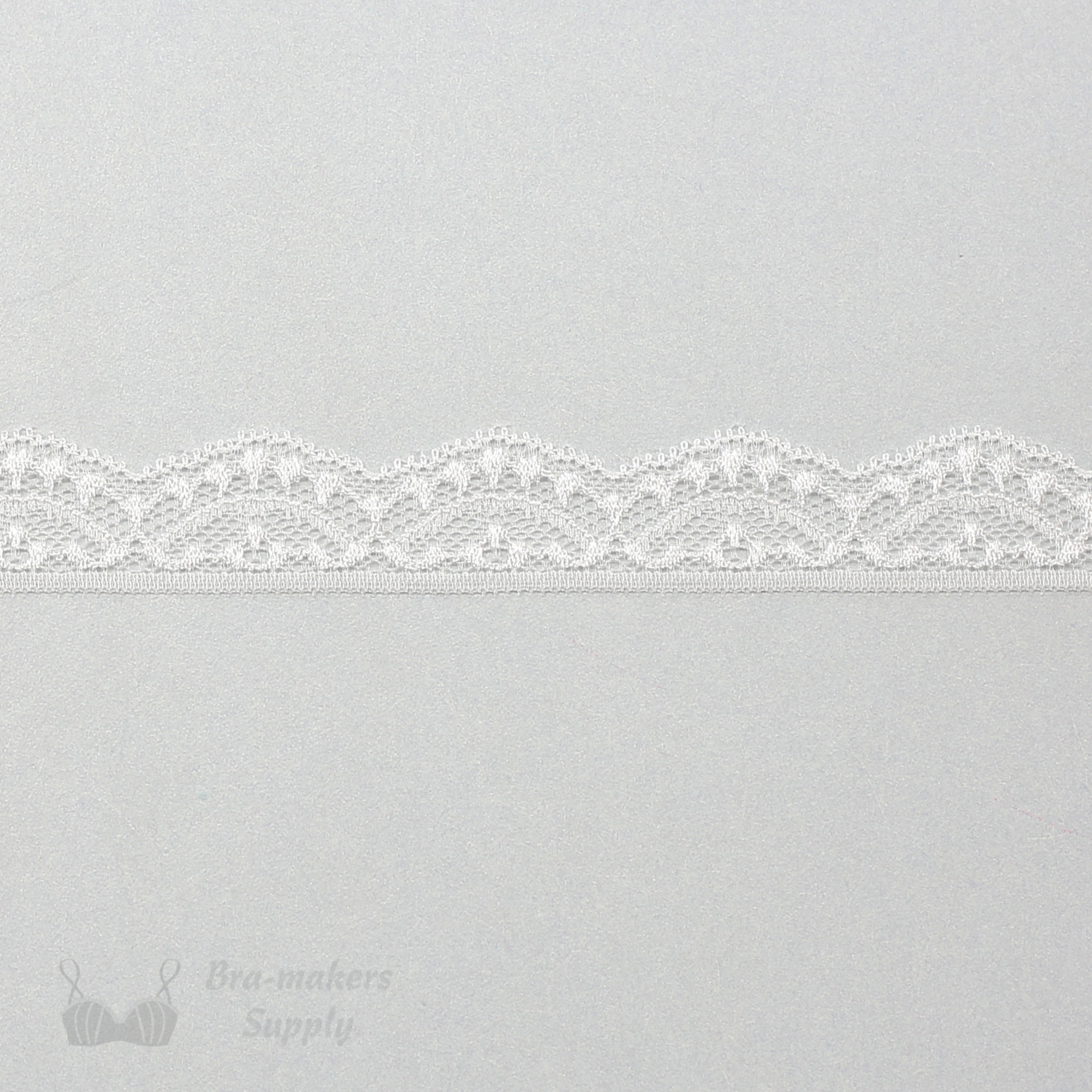 Wholesale Roll 50 Yards White Floral Narrow Scalloped Stretch Lace