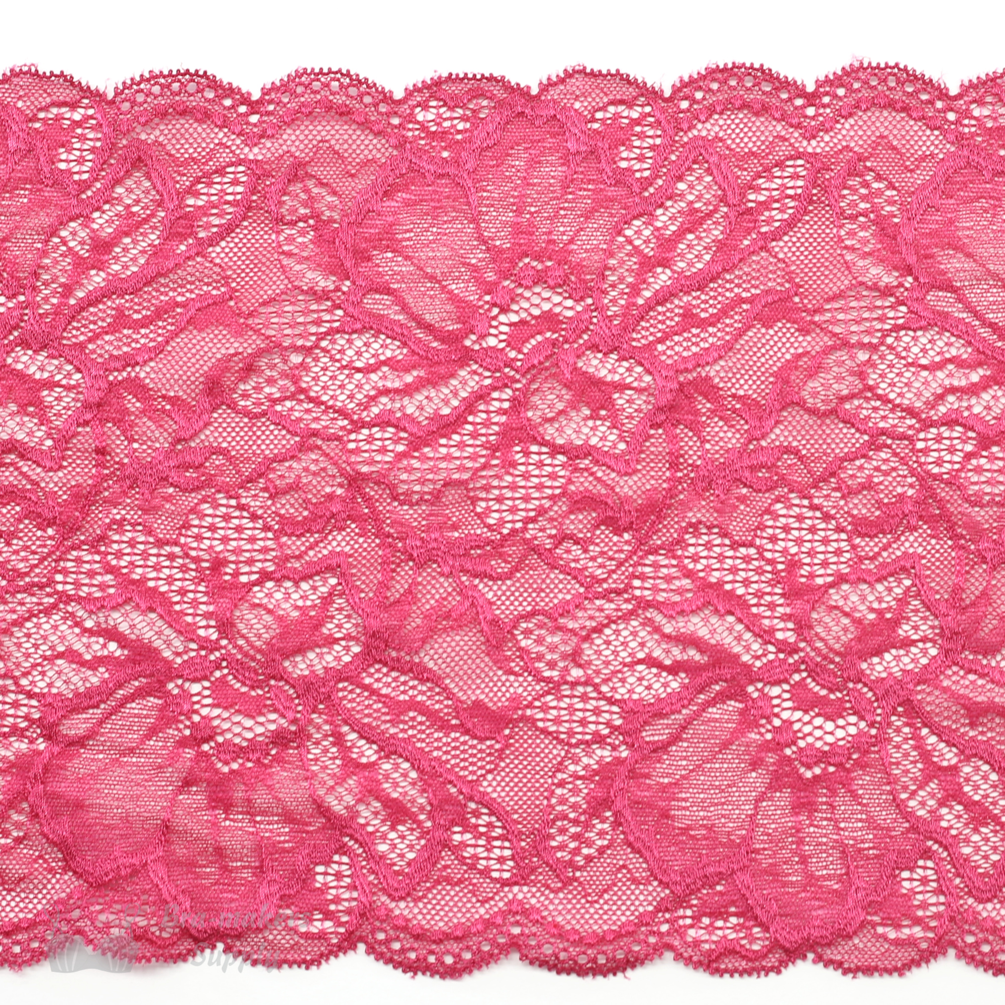 Hot Pink Petal Wave Stretch Lace - 7 Wide - 1 Yard