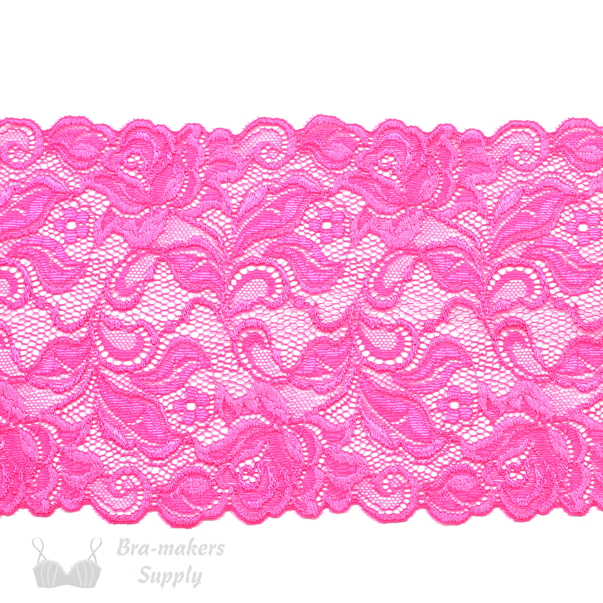 Six Inch Bubblegum Pink Floral Stretch Lace - Bra-Makers Supply
