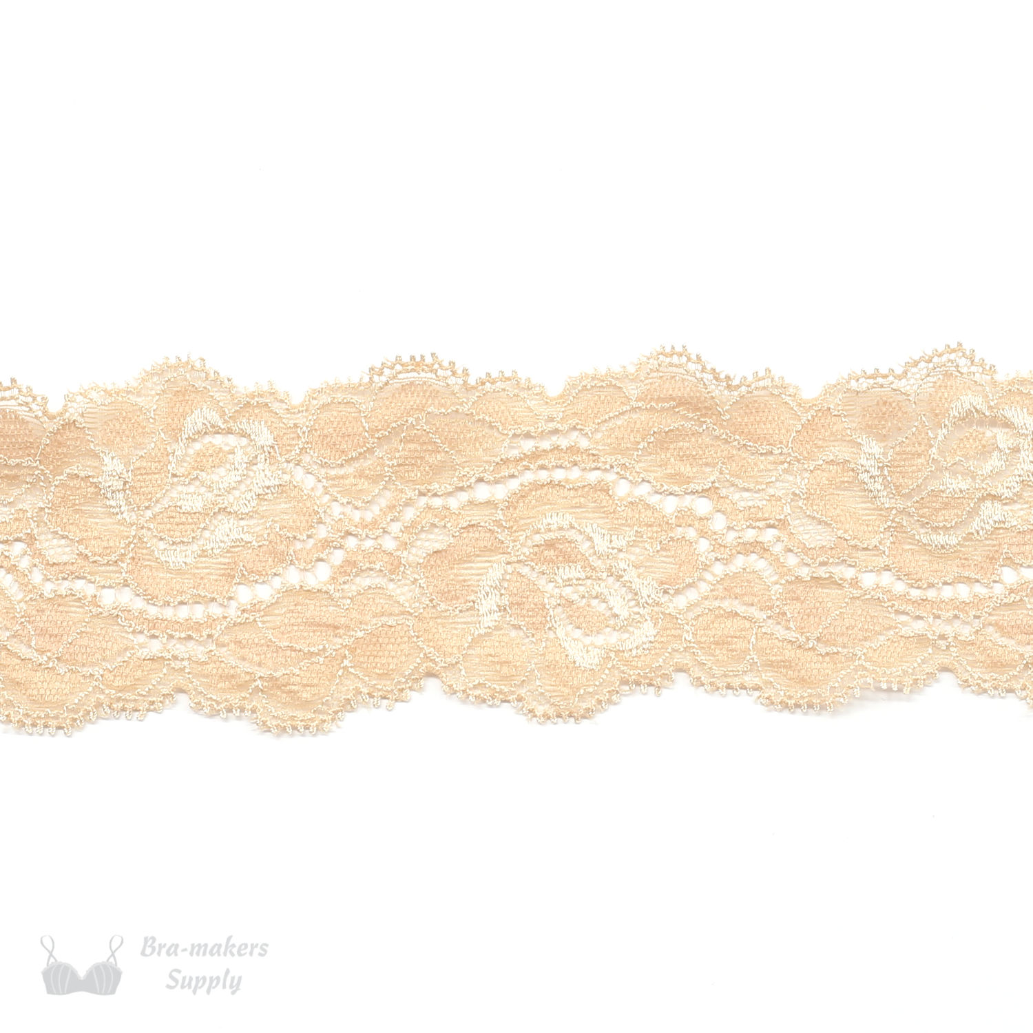 Two Inch Dark Beige Floral Galloon Stretch Lace - Bra-Makers Supply