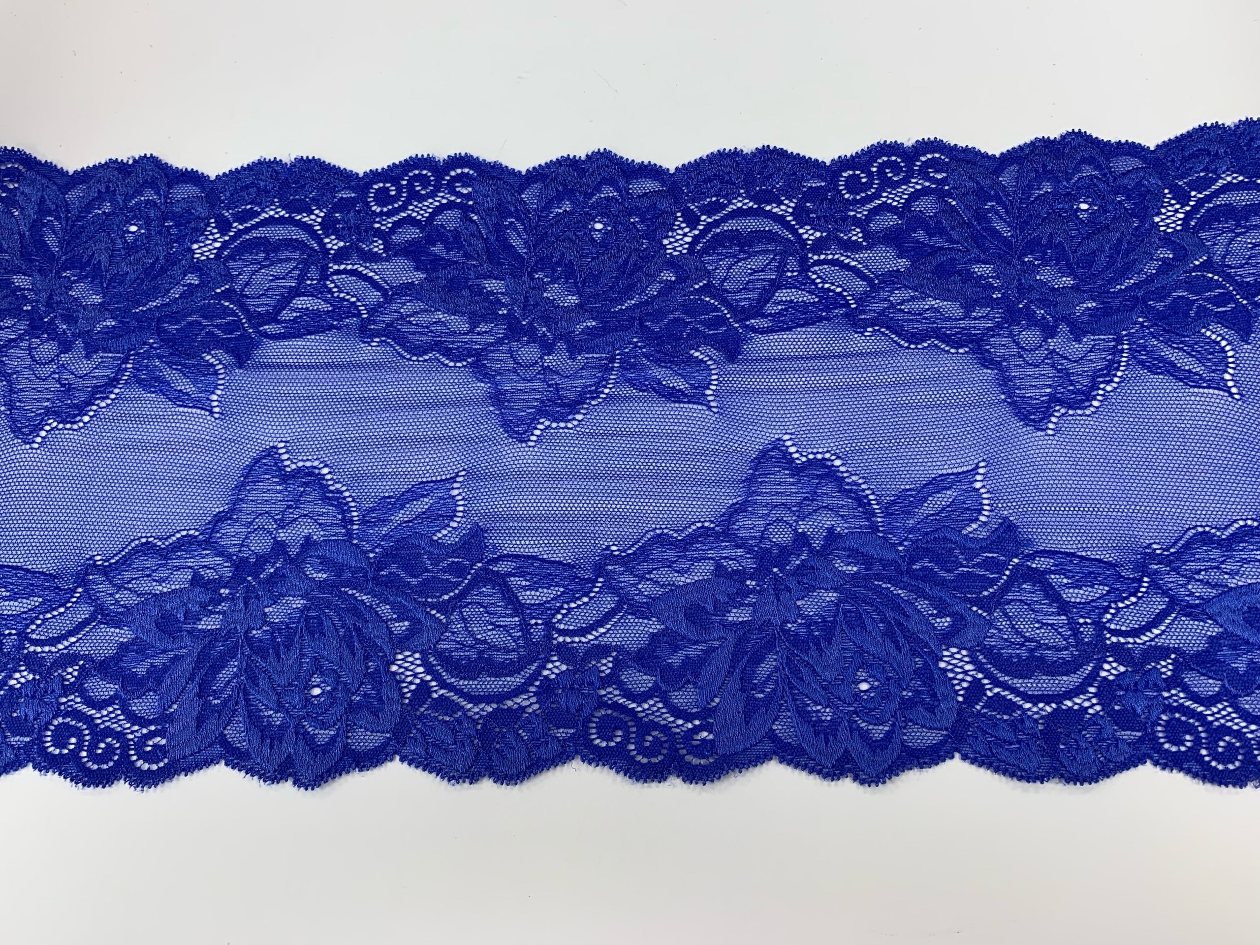 Black Blue Wide Stretch Lace Bra Making Corded Lace Trim, Width 9.05 / 23  Cm, 2473 